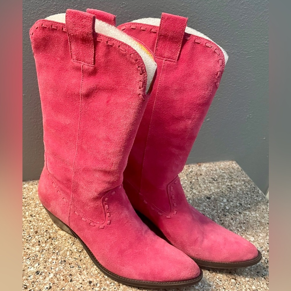 Gianni Bini "Hanley" Pink Suede Cowboy Boots